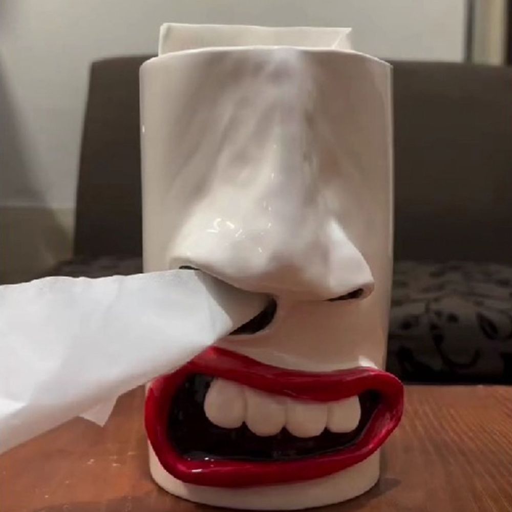 Funny Nose Shaped Resin Tissue Box Cover, Quirky Desktop Tissue Holder for Living Room Office Decoration, Whimsical Home Accent, 5x3 Inch
