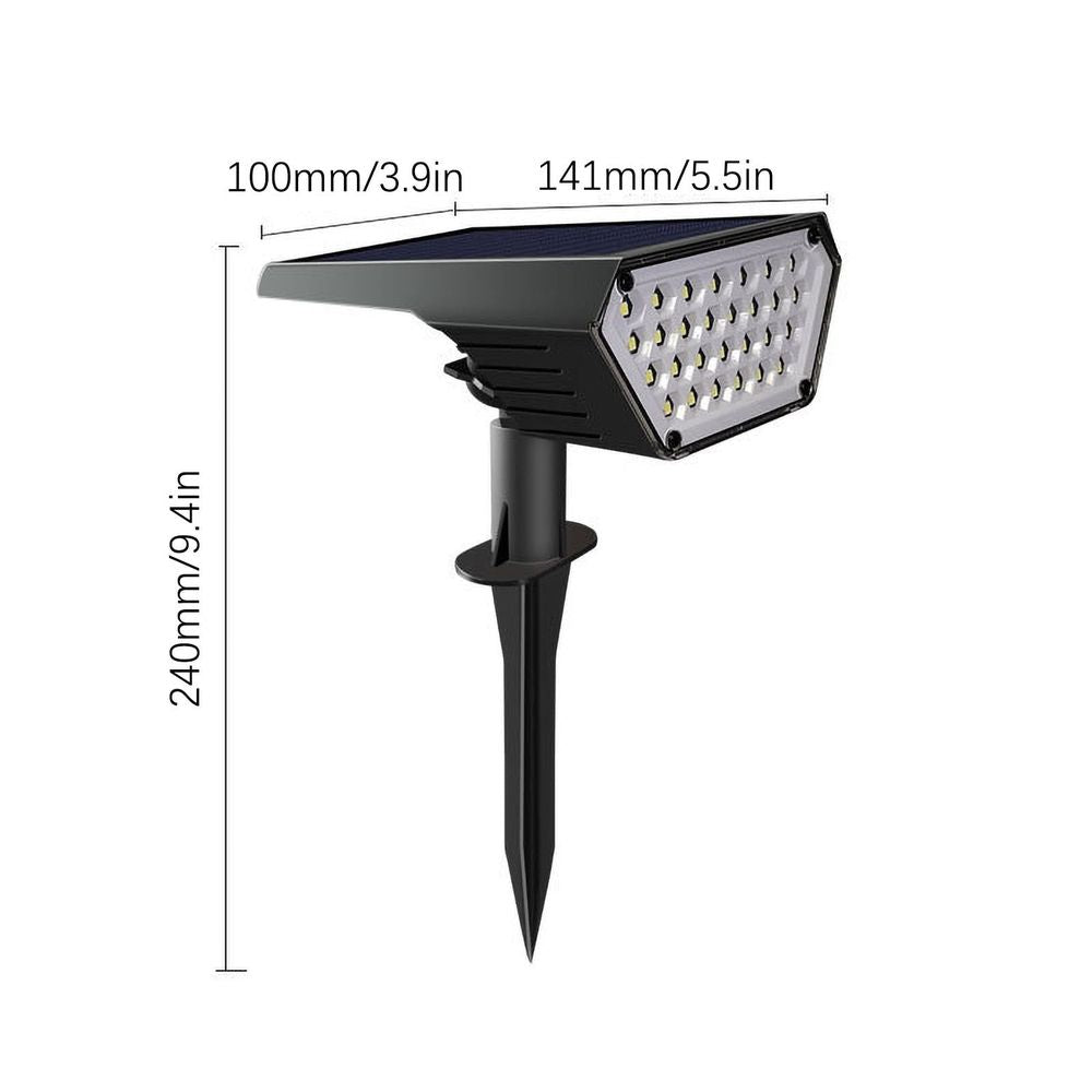 Solar Outdoor Lights Stainless Steel IP67 Waterproof Landscape Spotlights 2W 300LM for Yard Garden Patio Walkway Decoration