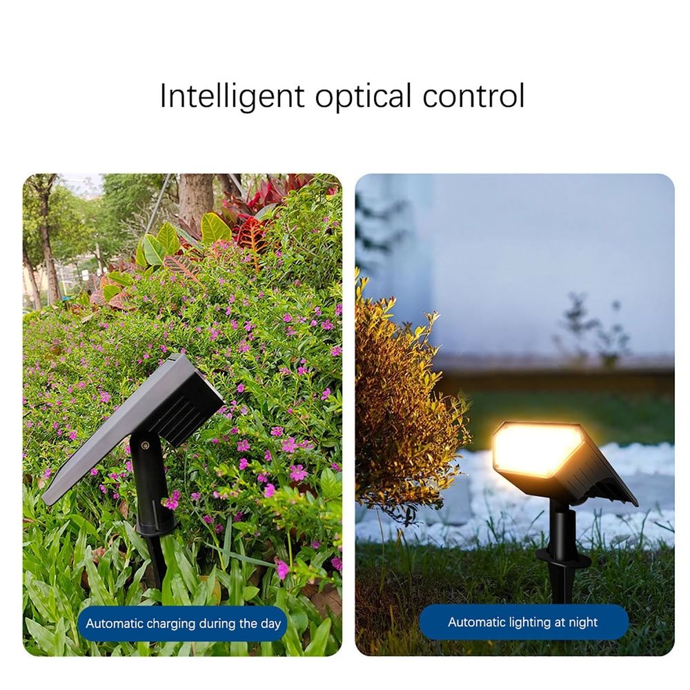 Solar Outdoor Lights Stainless Steel IP67 Waterproof Landscape Spotlights 2W 300LM for Yard Garden Patio Walkway Decoration