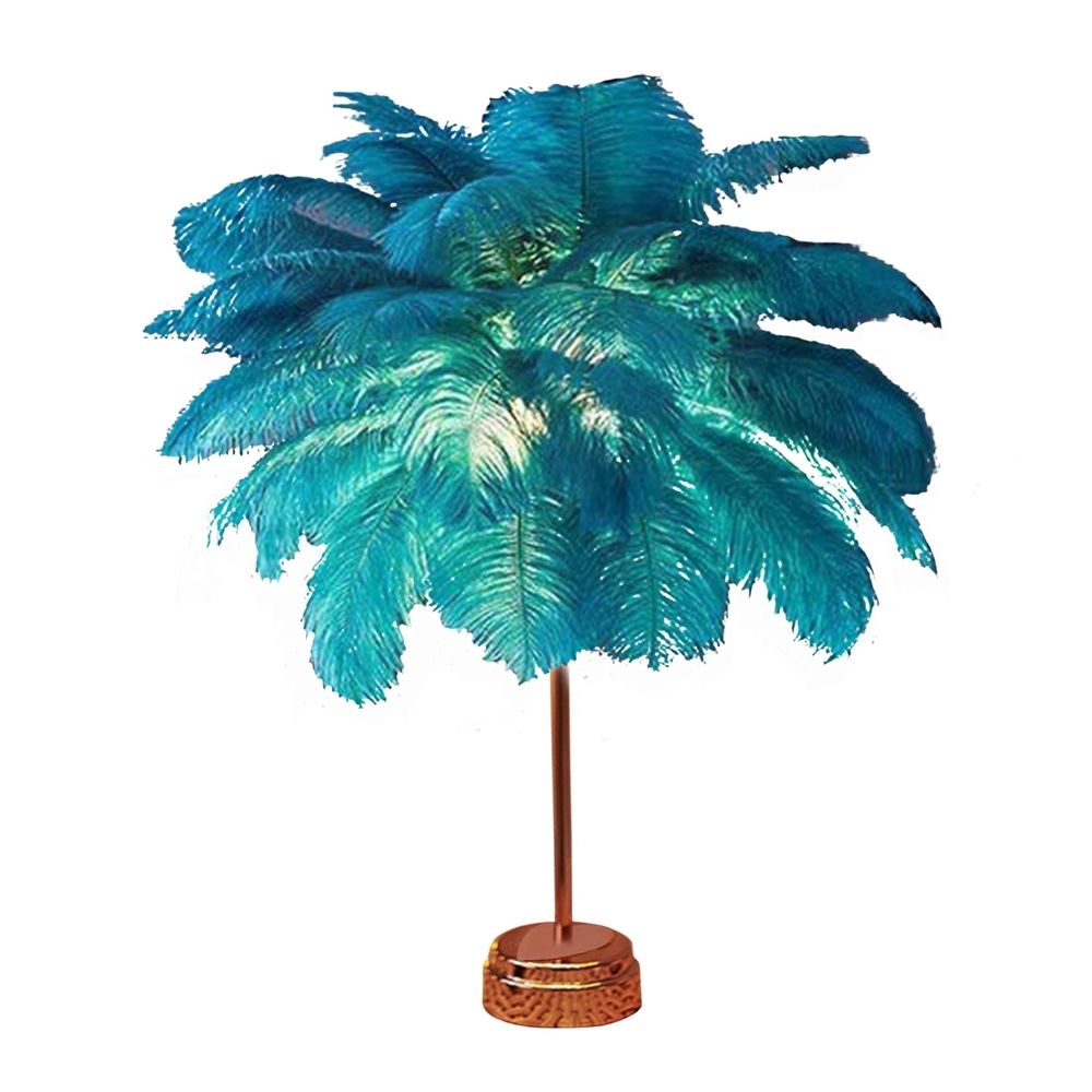 Feather Table Lamp Battery Operated LED Night Light with USB Port Soft Feathers for Bedroom Living Room Wedding Party Decor 15.7 Inch
