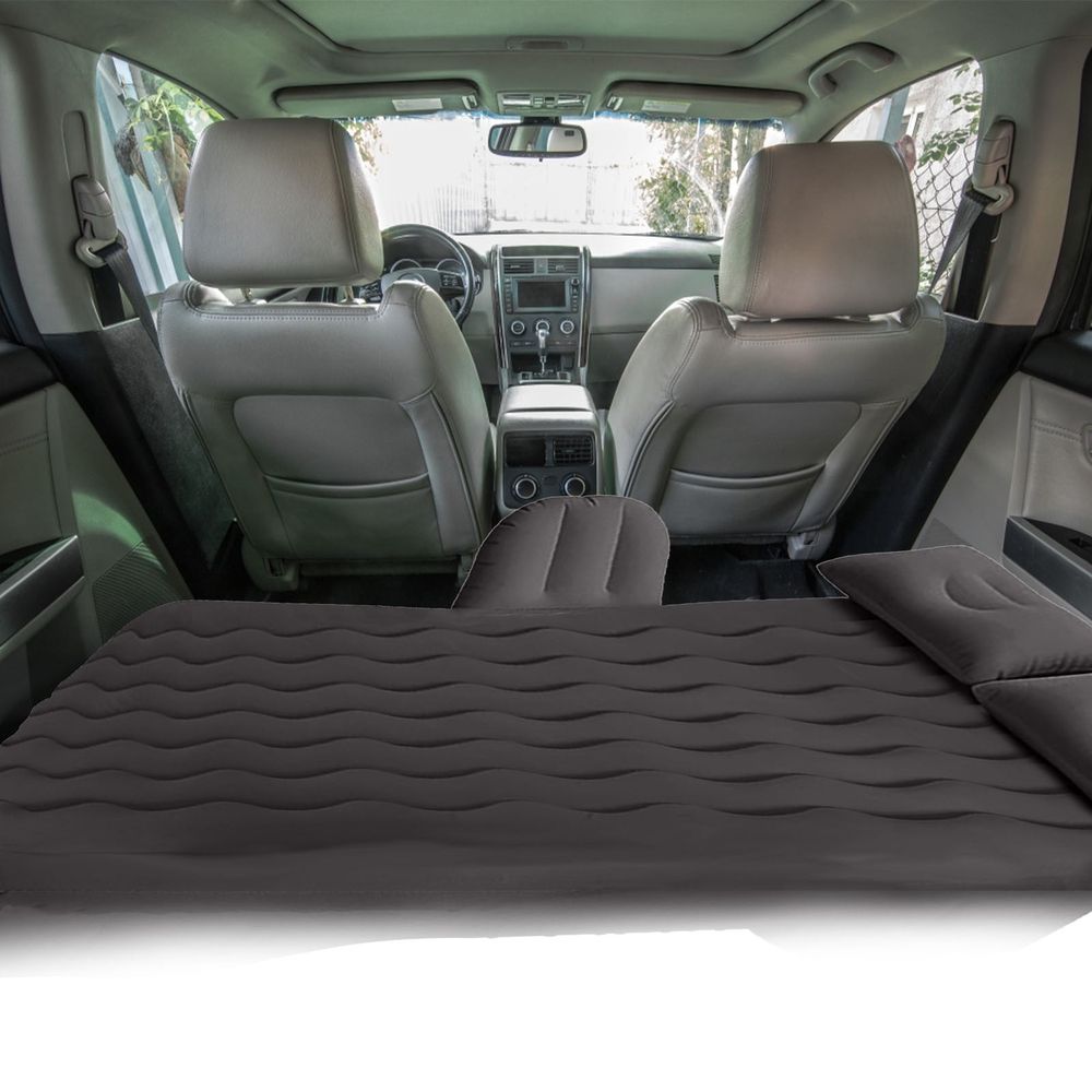 Car Rear Seat Inflatable Mattress Travel Bed with Air Pump Pillow Storage Bag Portable Camping Cushion for SUV Van Road Trip Comfortable Sleep