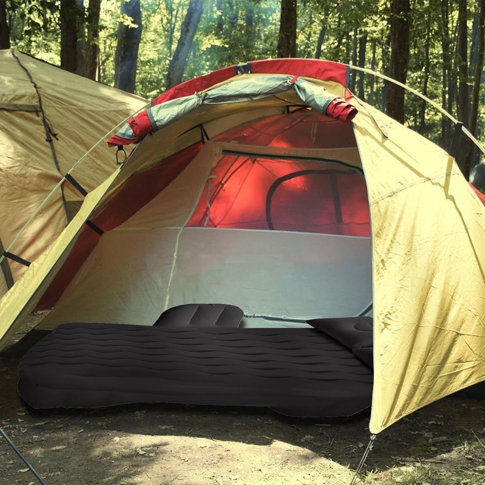 Car Rear Seat Inflatable Mattress Travel Bed with Air Pump Pillow Storage Bag Portable Camping Cushion for SUV Van Road Trip Comfortable Sleep