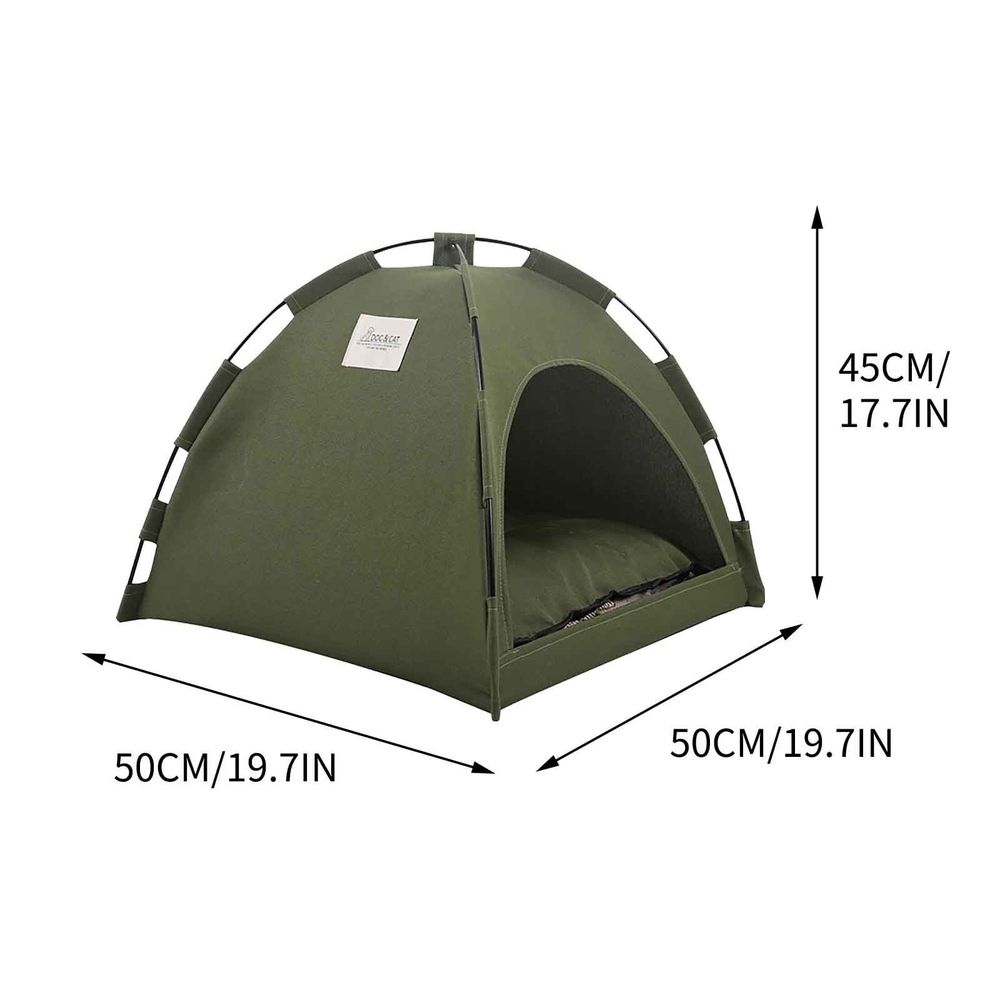 Foldable Pet Tent Portable Indoor Outdoor Breathable Mesh Travel Cage for Dogs Cats Small Animals with Removable Cushion Solid Color
