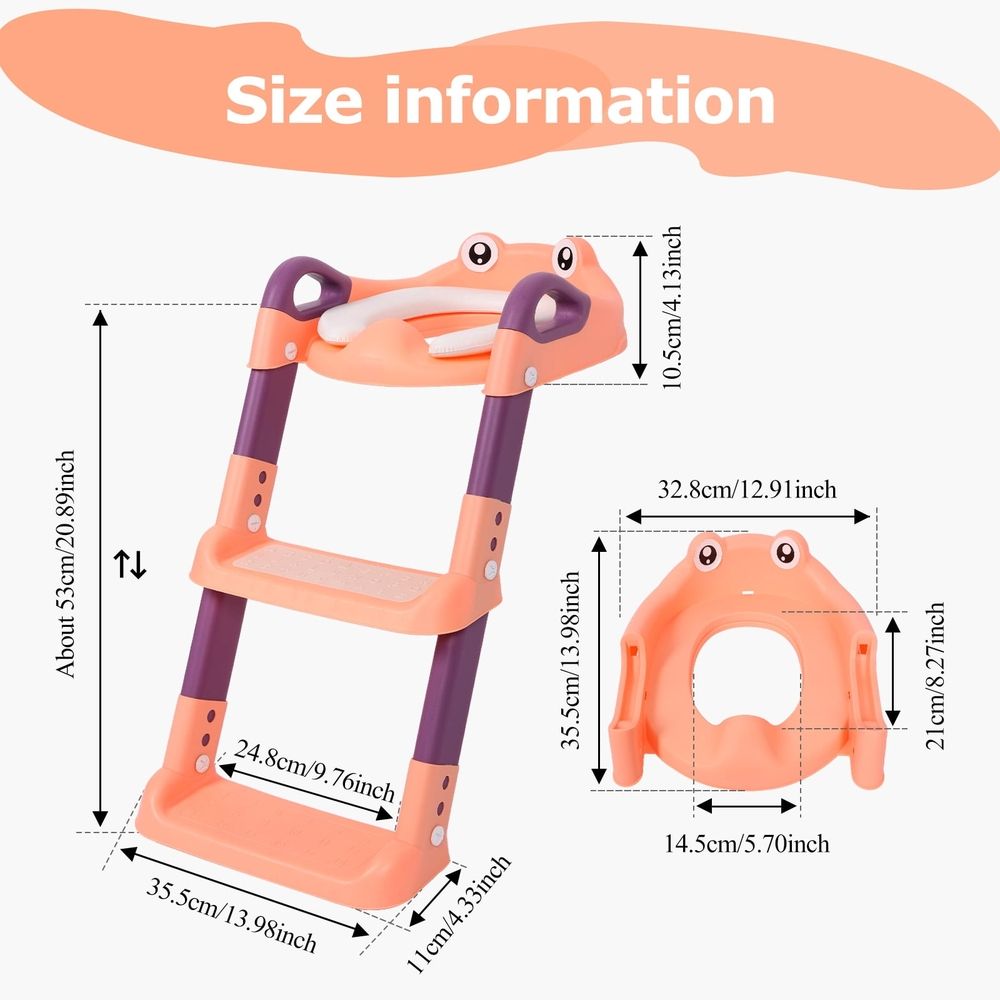 Training Seat Detachable Toddler Toilet Seat Ladder with Adjustable Height PVC Soft Cushion for Toddlers Boys Girls