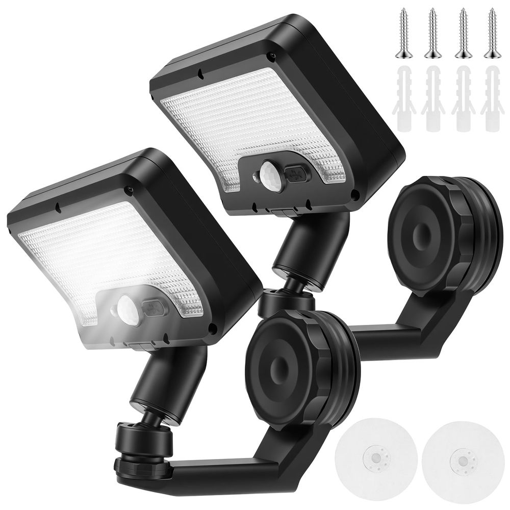 2Pcs Magnetic Solar Lights Outdoor with 3 Lighting Modes Dual Charging Modes ABS and IP65 Waterproof for Deck Patio RV