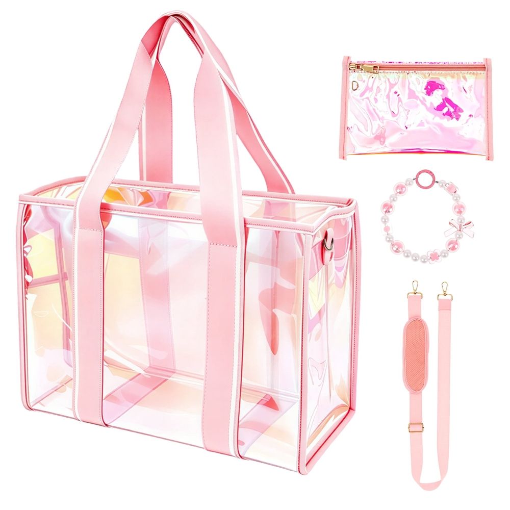 Large Capacity Clear Beach Tote Bag Multipurpose and Ideal Present Beach Bag Versatile Carrying Ways for Women
