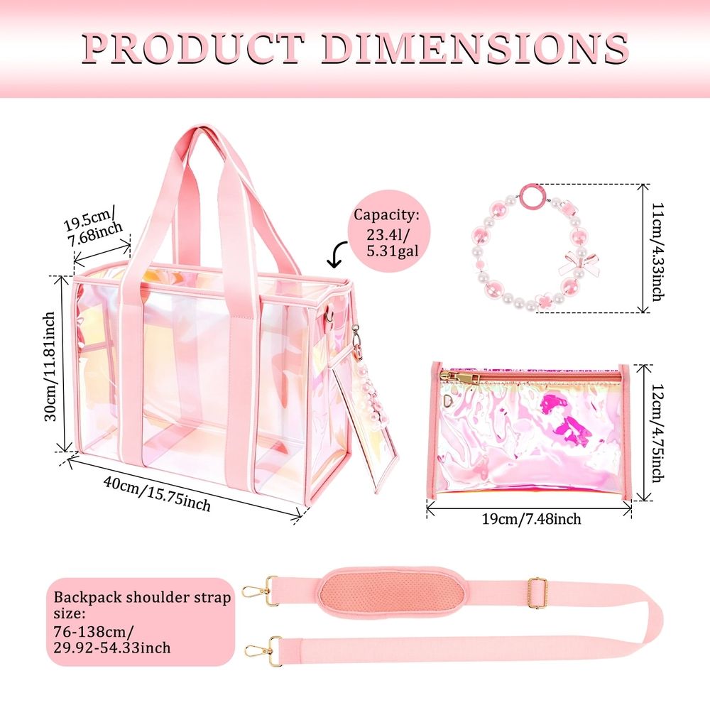 Large Capacity Clear Beach Tote Bag Multipurpose and Ideal Present Beach Bag Versatile Carrying Ways for Women