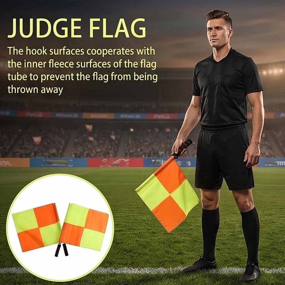 Soccer Referee Kit with Flags, Red/Yellow Cards, Whistle & Storage Bag, Complete Assistant for Amateur and Professional Matches (1 Kit)