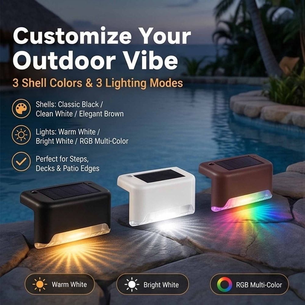 Solar Lights Outdoor Waterproof, Dusk to Dawn Solar Fence Lights for Patio Deck Step Post Garden Yard Stair Balcony, Wireless LED Wall Decor (Black)