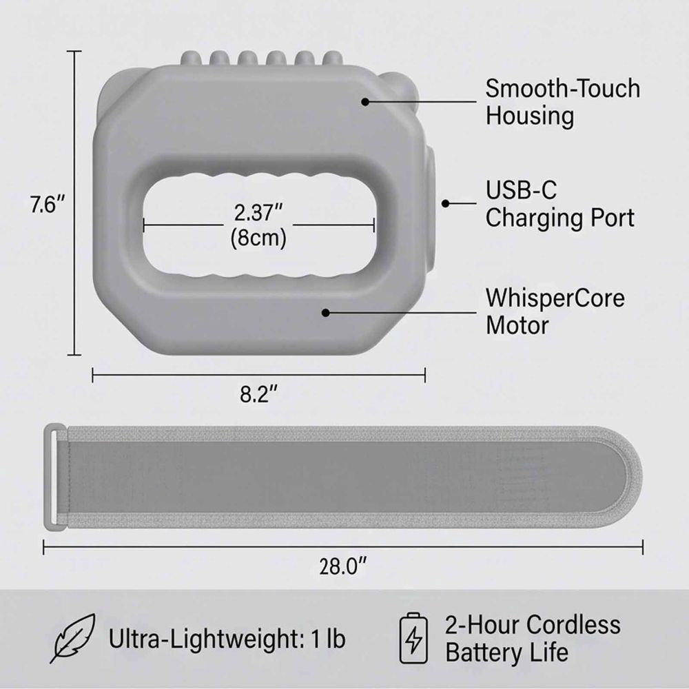 Wearable Muscle Relief Ring, Portable Rechargeable Fascia Ring Hands-Free, Fascia Massager Smooth-Touch Finish with Adjustable Waist Belt for Back, Waist, Arms, Legs
