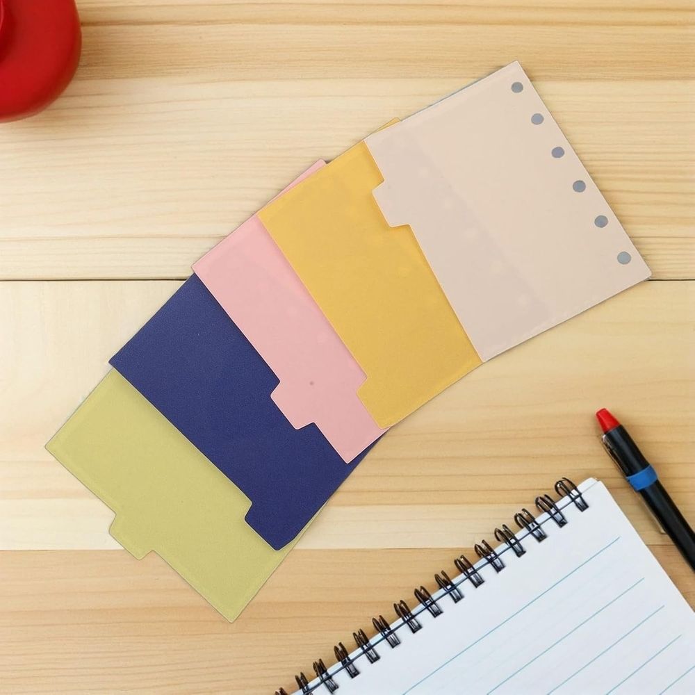 5pcs Mini Binder Index Dividers with Tabs - A7 Loose-Leaf Page Separators for Organizing Notes and Documents