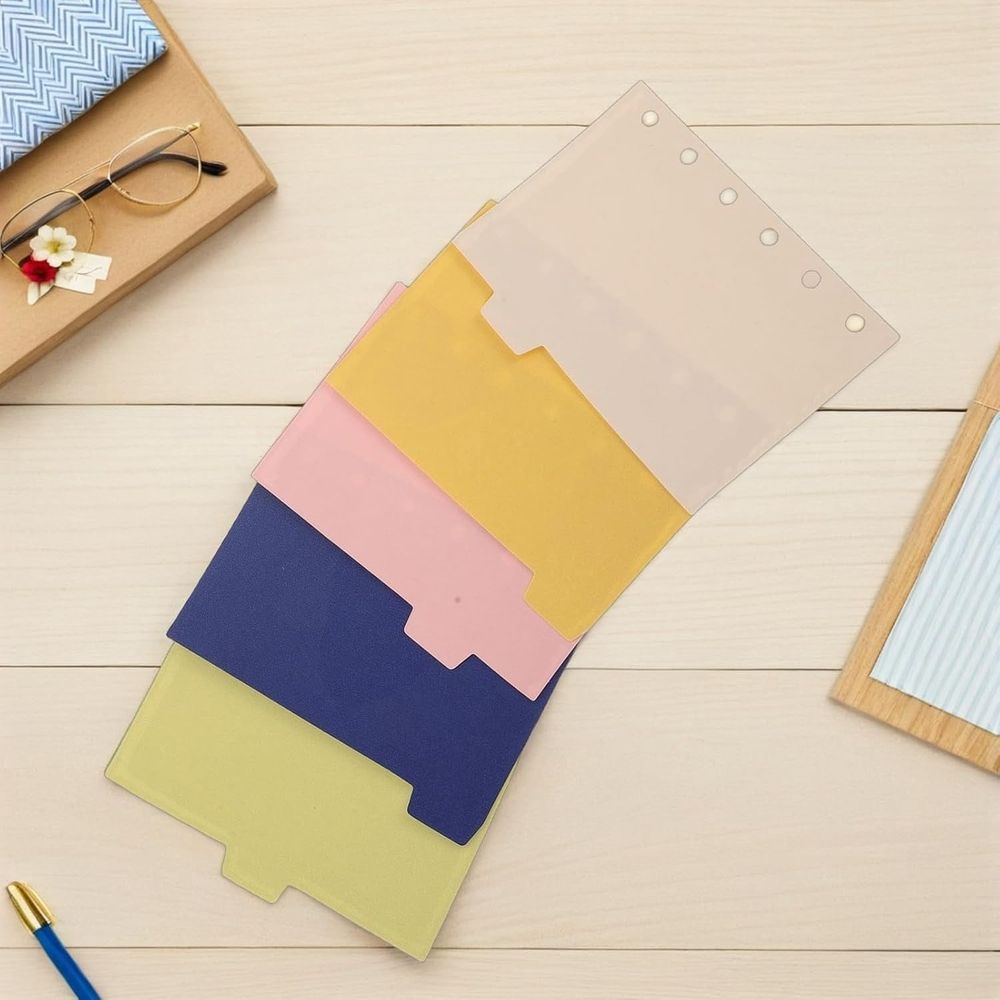 5pcs Mini Binder Index Dividers with Tabs - A7 Loose-Leaf Page Separators for Organizing Notes and Documents