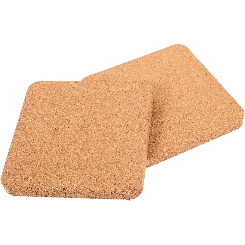 2Pcs Frameless Cork Board Message Board 6x6 Inch Khaki for Notes Photos Pins Office Wall Decor