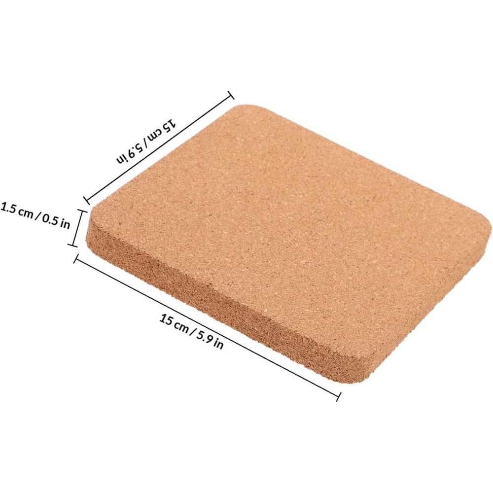 2Pcs Frameless Cork Board Message Board 6x6 Inch Khaki for Notes Photos Pins Office Wall Decor