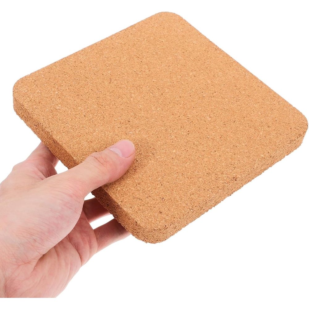 2Pcs Frameless Cork Board Message Board 6x6 Inch Khaki for Notes Photos Pins Office Wall Decor