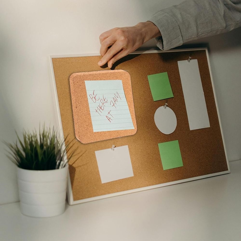 2Pcs Frameless Cork Board Message Board 6x6 Inch Khaki for Notes Photos Pins Office Wall Decor