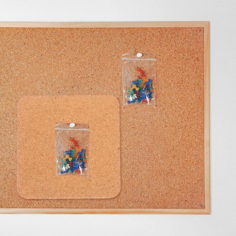 2Pcs Frameless Cork Board Message Board 6x6 Inch Khaki for Notes Photos Pins Office Wall Decor