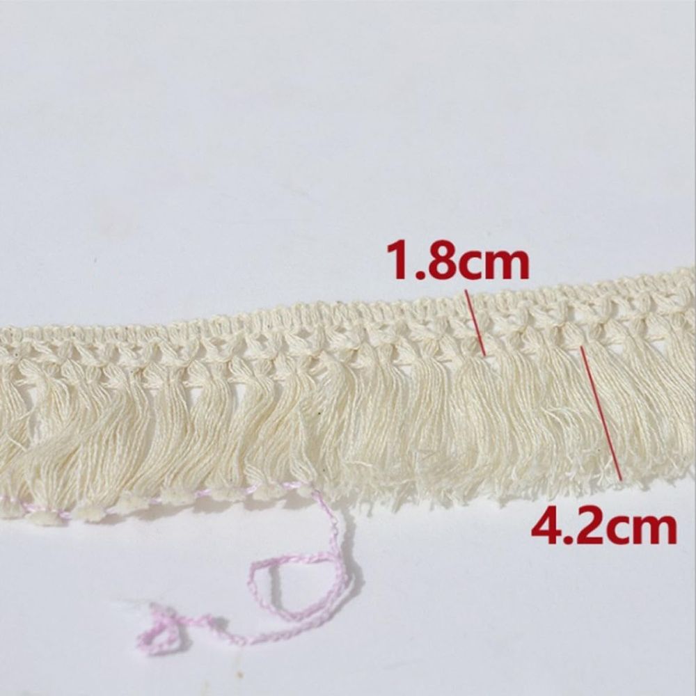 8pcs Cotton Tassel Fringe Trim for DIY Crafts, 1 Yard Beige Pack, Easy to Sew and Glue, for Curtains and Clothes