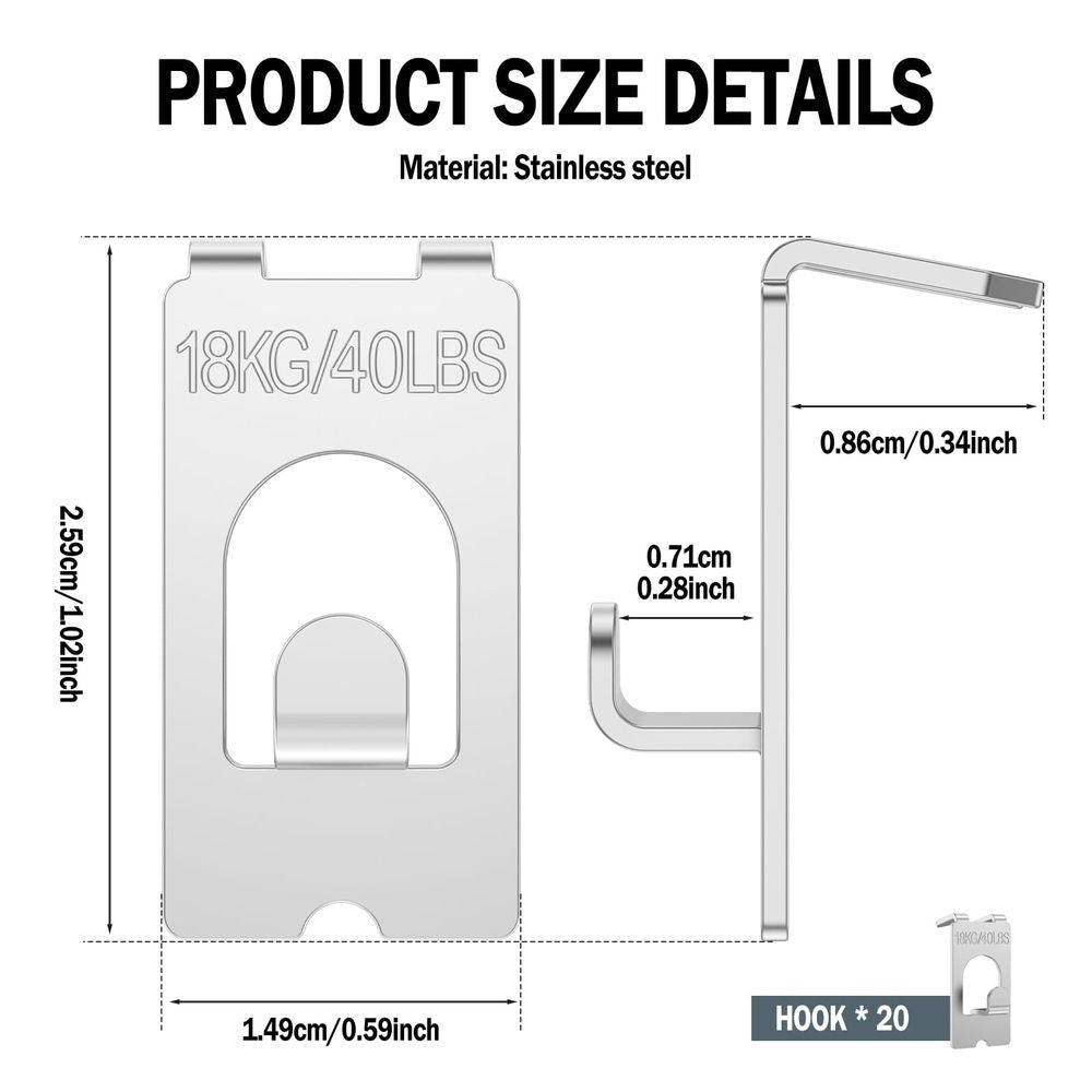 20Pcs Claw Drywall Picture Hanger, Strong Load Bearing Capacity, Rustproof and Enduring, Secure Mounting, for Photo Frame Mirror Oil Painting