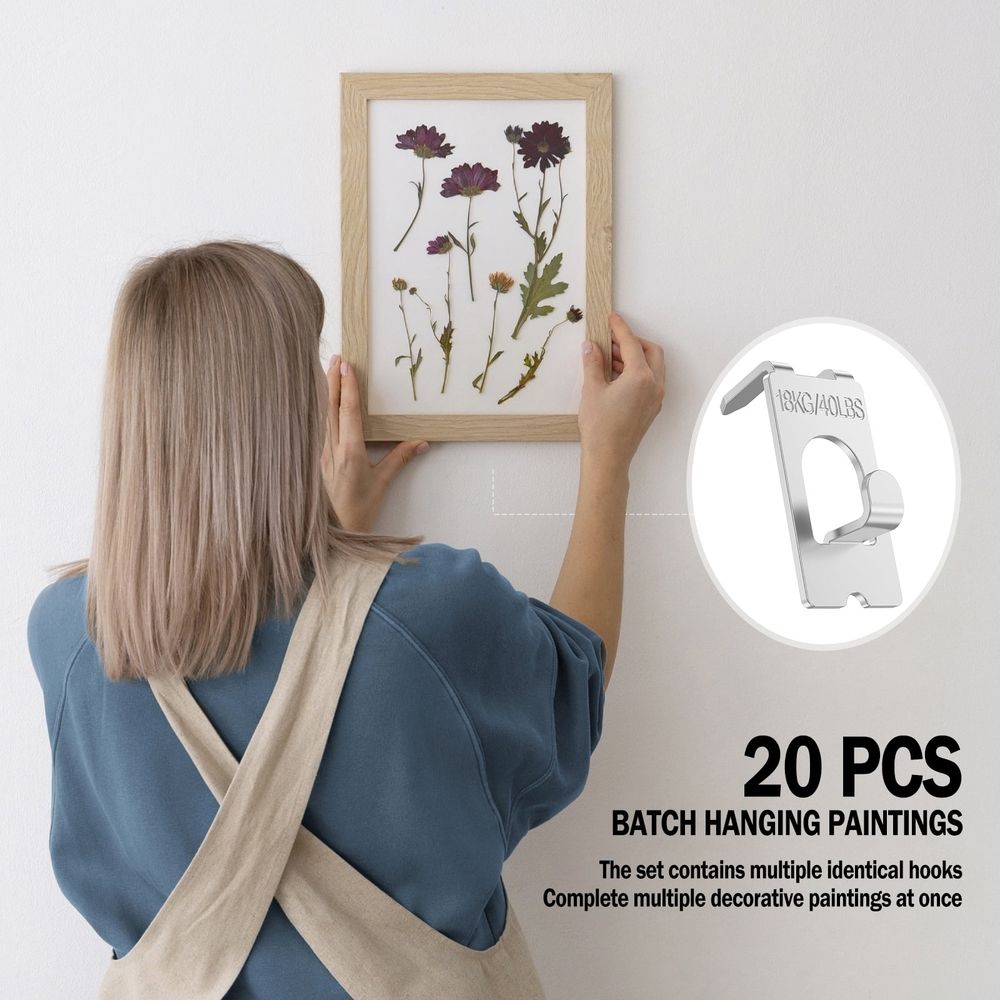 20Pcs Claw Drywall Picture Hanger, Strong Load Bearing Capacity, Rustproof and Enduring, Secure Mounting, for Photo Frame Mirror Oil Painting
