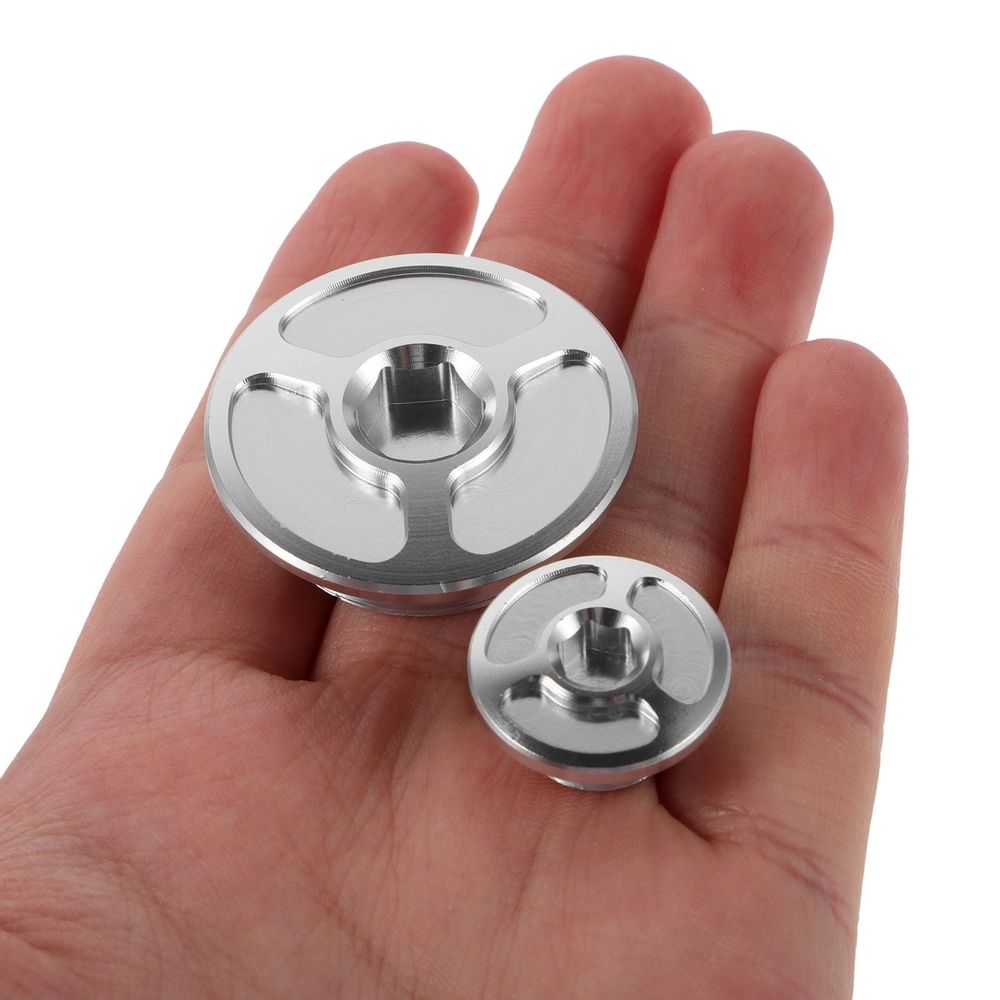2Pcs Plated Silver Motorcycle Engine Oil Filler Cap Bolts Easy Installation Durable Finish