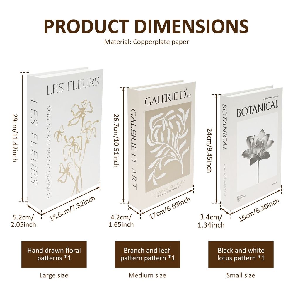 3 Pcs Fake Paper Book, Built in Compartments, Sturdy and Resistant to Pressure for Home Decor Bookshelf Coffee Table