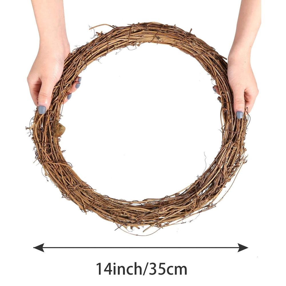 2PCS 14 Inch Grapevine Wreathes Wreath Rattan Wreath Garland for DIY Christmas Craft or Wedding Decors