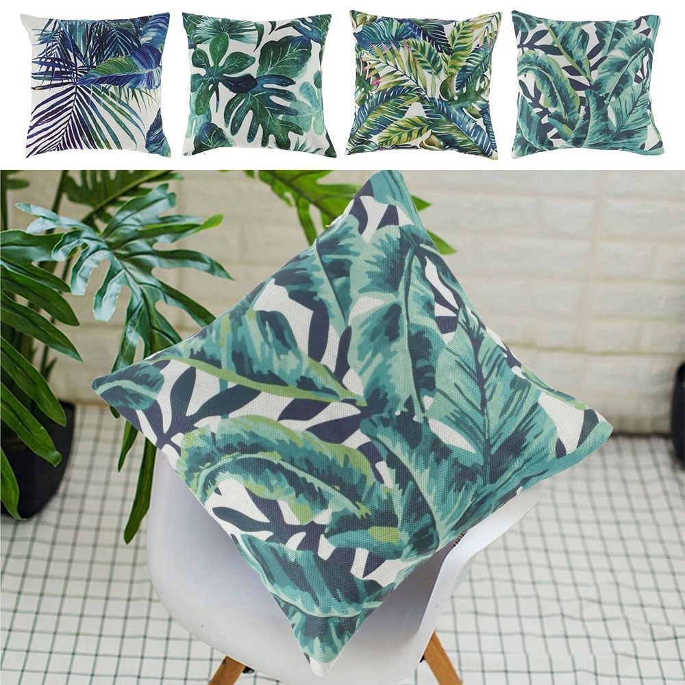 4PCS Throw Pillow Covers,Cushion Covers,Tropical Plants Pattern Waterproof Covers, Outdoor Throw Pillow Case for Outdoor Patio Garden Blench Living Room Sofa 45x45cm