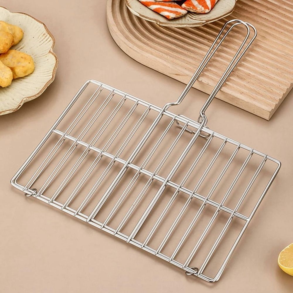 2X Flat Braai Grid Securely Holds Food for Grilling Outdoor Cooking Barbecue BBQ S