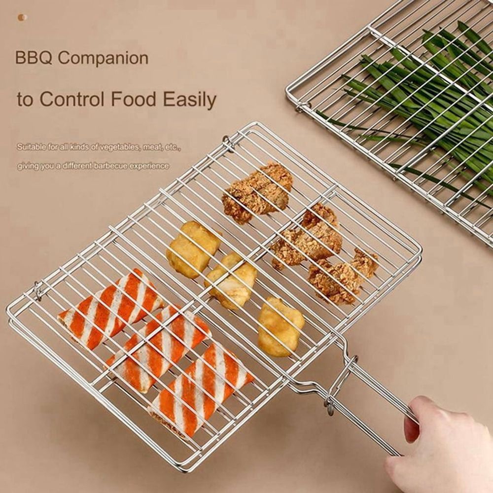 2X Flat Braai Grid Securely Holds Food for Grilling Outdoor Cooking Barbecue BBQ S