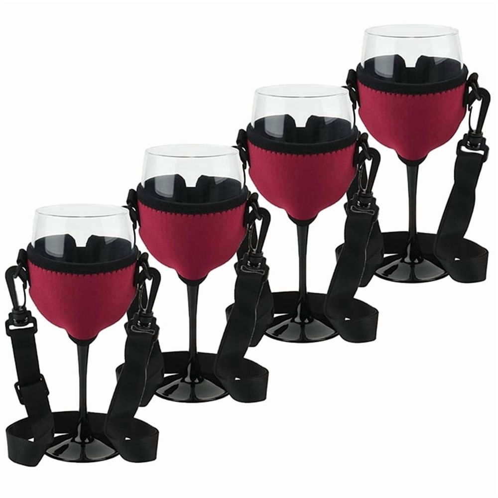 12PCS Portable Wine Glass Holder Strap Wine Sling Yoke Glass Holder Support Neck Strap for Birthday Cocktail Tools B