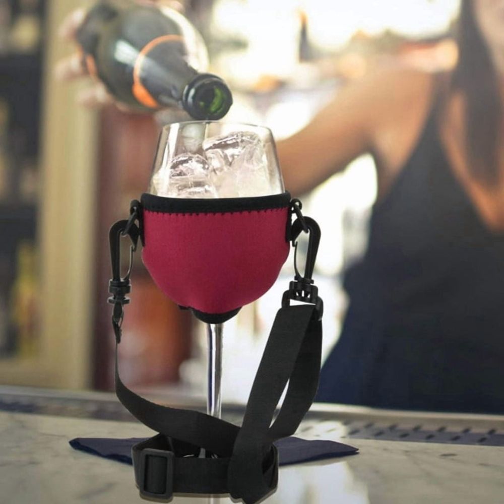 12PCS Portable Wine Glass Holder Strap Wine Sling Yoke Glass Holder Support Neck Strap for Birthday Cocktail Tools B