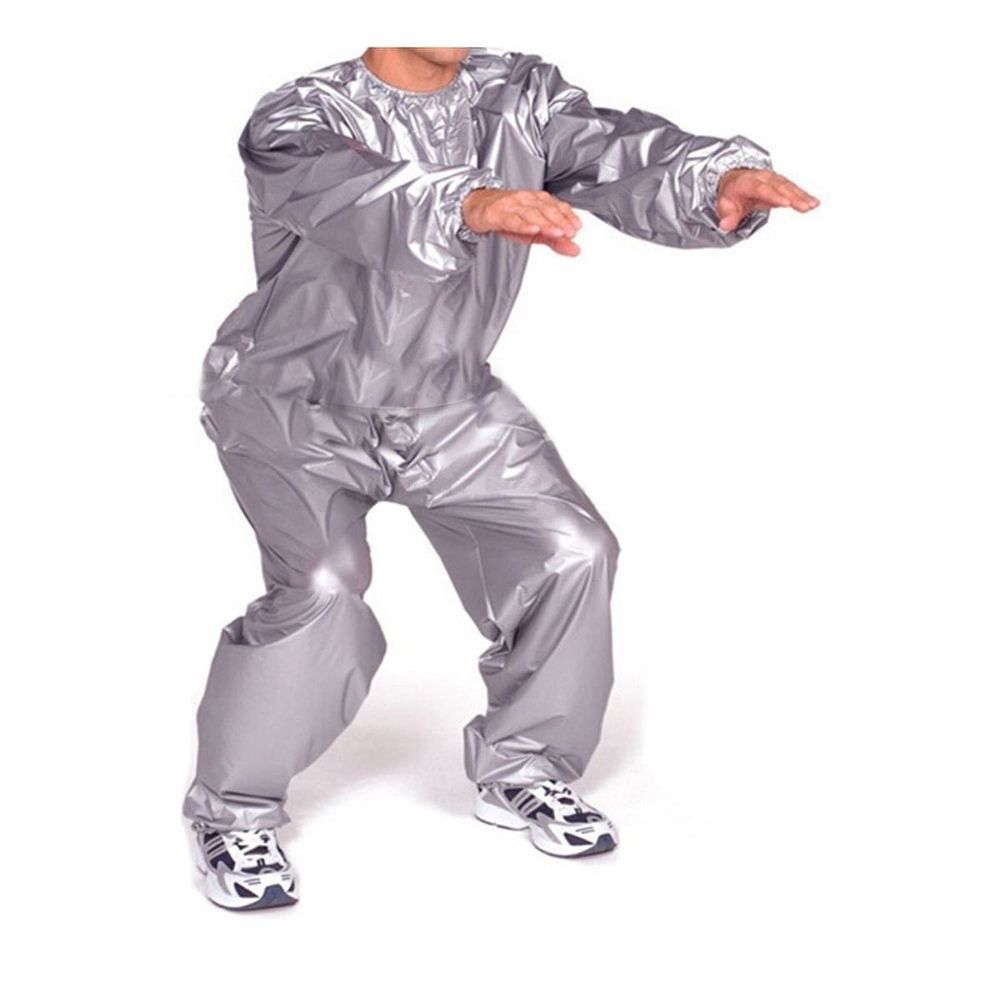 Heavy Duty Fitness Weight Loss Sweat Sauna Suit Exercise Gym Anti-Rip Silver 4XL