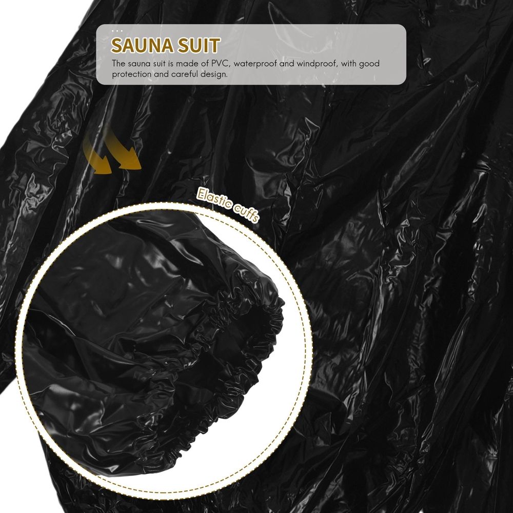 Heavy Duty Fitness Weight Loss Sweat Sauna Suit Exercise Gym Anti-Rip Black XL