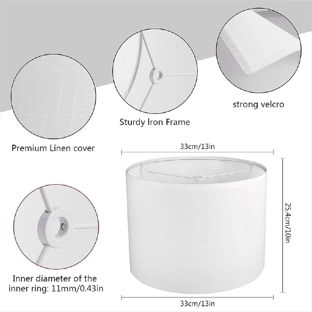 2Pcs Drum Lampshade, Lamp Shades for Table Floor Lamp, White Shades, Easy Assembly Replacement Lampshades