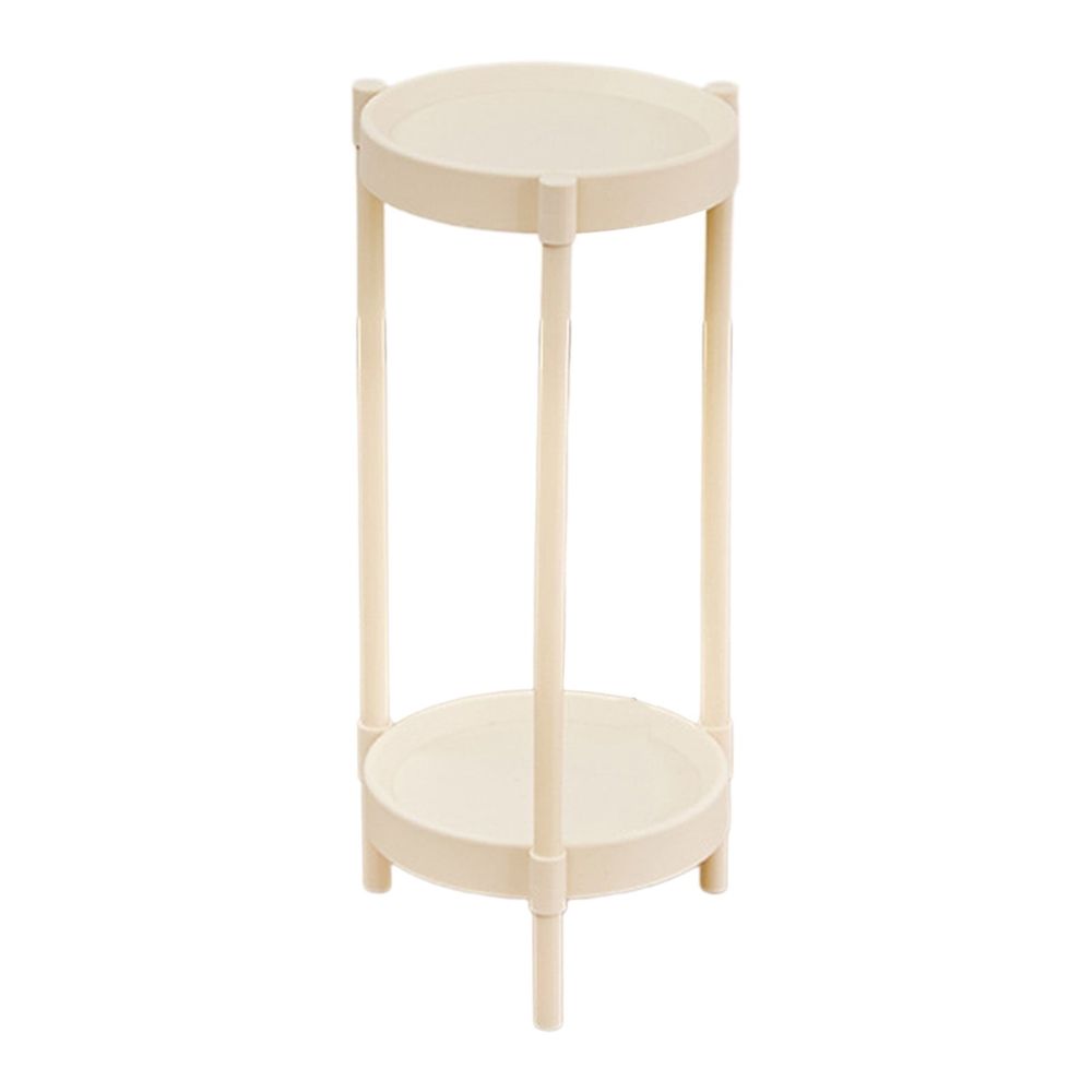 Small Side Table | End Table or Coffee Table with 2-Tier Storage | Modern Compact Round Table for Living Room or Bedroom | White Plastic with Steel Frame | Snack Table, Nightstand, or Corner Table