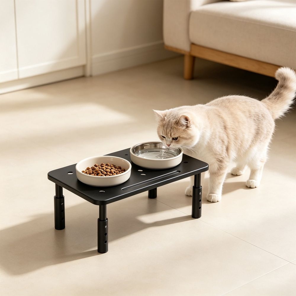 3 Height Adjustable Pet Feeder Stand Increase Cats Food Stand Cats Food Rack Non Slide Pet Feeding Station For Cats Small Medium Dogs, Metal Pet Feeder Stand, Pet Feeder Stand, Black