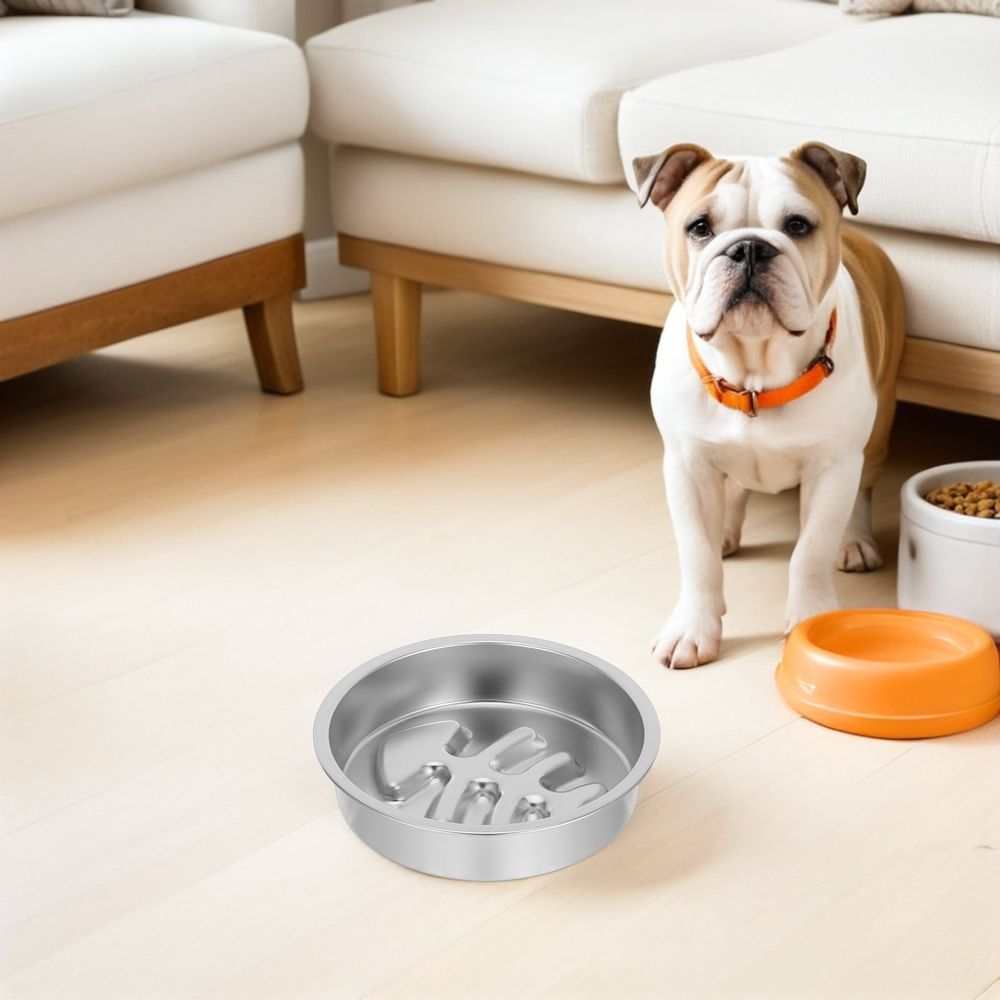 Stainless Steel Dog Slow Feeder Bowl Non- Design for Controlled and Healthy Pet Feeding