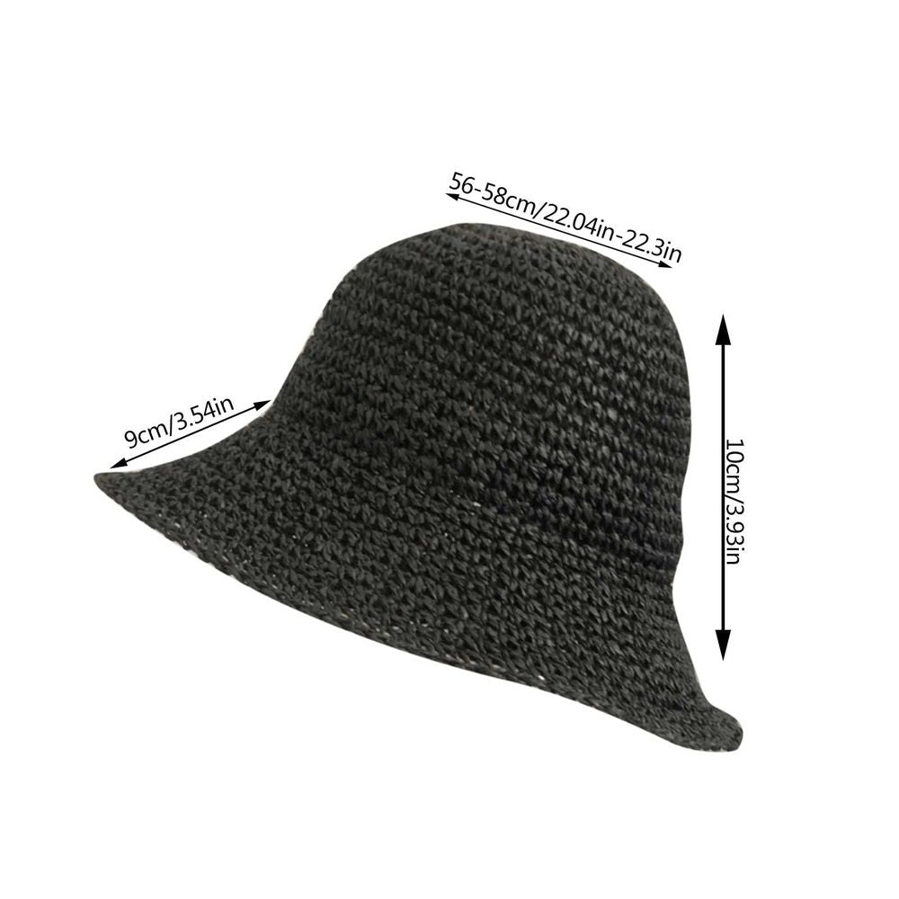 Women's Straw Sun Hat - Foldable Packable Wide Brim Floppy Beach Hat - Handmade Crochet Summer Hat for Vacation, Travel UV Protection & Breathable