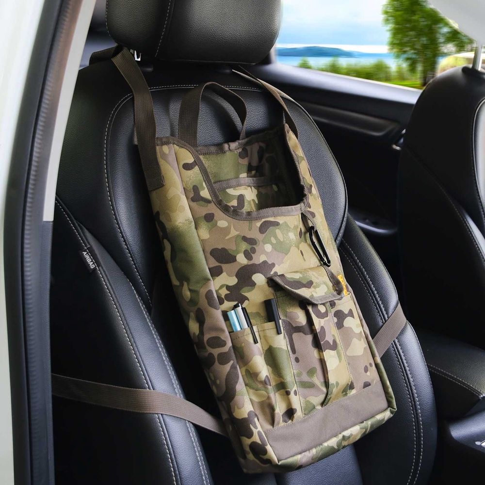 Car Seat Back Organizer with Laptop Storage - Large Capacity Front Seat Organizer with Adjustable Straps, Universal Fit for SUV, Truck & Sedan