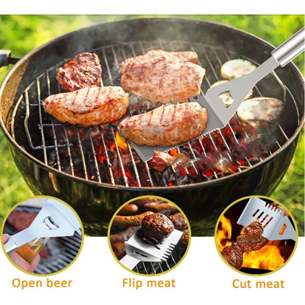 20-Piece Stainless Steel BBQ Grill Tools Set - Professional Barbecue Accessories Kit with Canvas Bag - Outdoor Cooking Utensils for Camping, Backyard Grilling