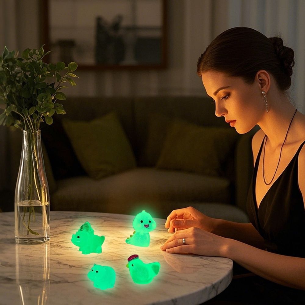 100pcs Mystery Glow in The Dark Animal Figures, Mini Resin Models Blind Bag for Fairy Garden Accessories, DIY Aquarium & Micro Landscape Decor