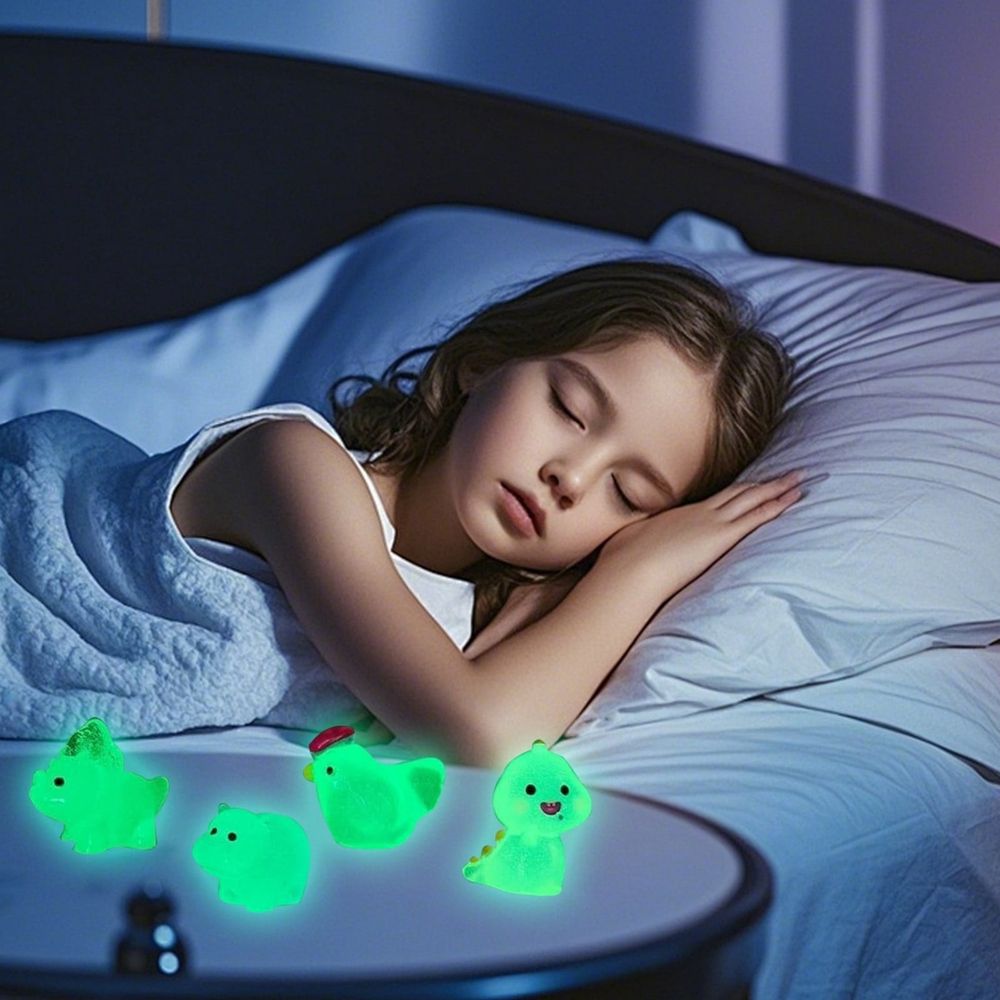 100pcs Mystery Glow in The Dark Animal Figures, Mini Resin Models Blind Bag for Fairy Garden Accessories, DIY Aquarium & Micro Landscape Decor