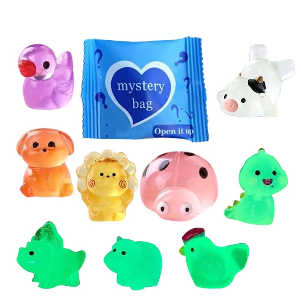 100pcs Mystery Glow in The Dark Animal Figures, Mini Resin Models Blind Bag for Fairy Garden Accessories, DIY Aquarium & Micro Landscape Decor