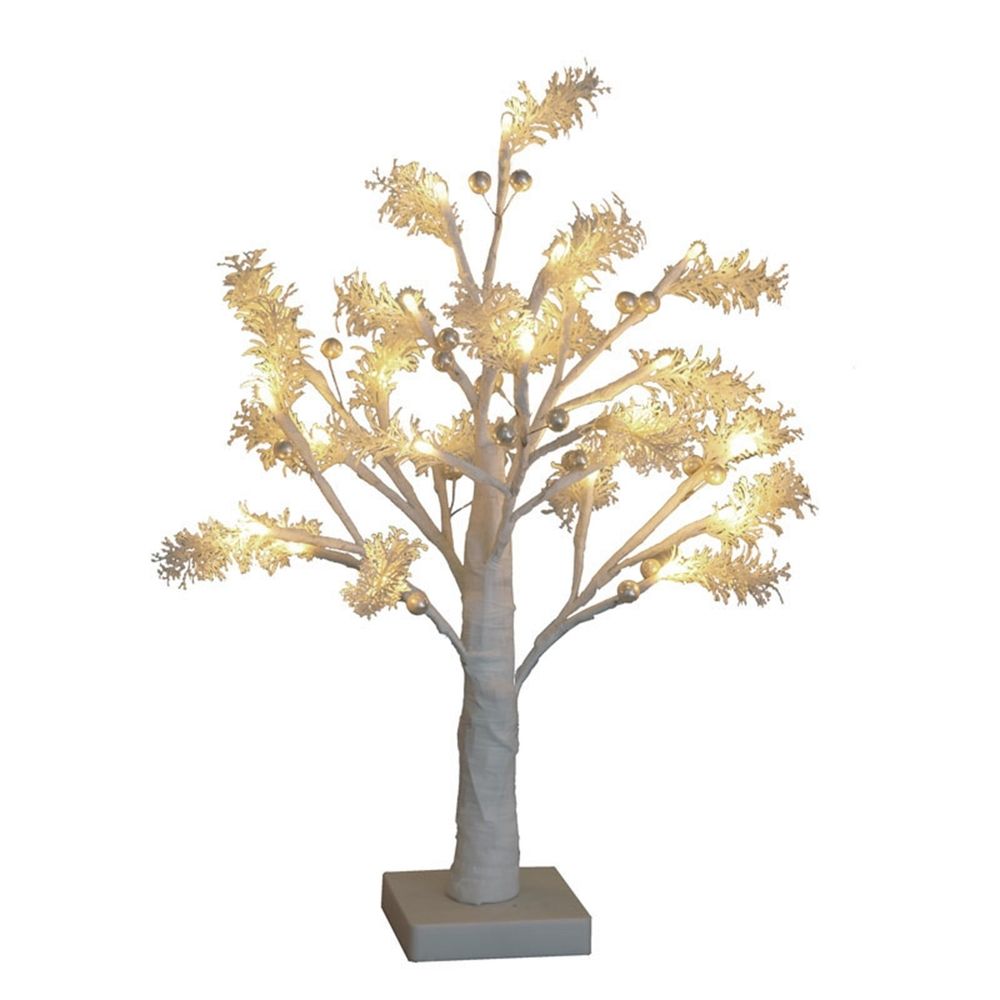 Lighted Birch Tree 18 Inch - LED Fairy Light Spirit Tree with Green Leaves for Indoor Decor, USB/Battery Powered with Timer, Magical Tabletop Lamp for Christmas, Wedding, Office & Home Decorations