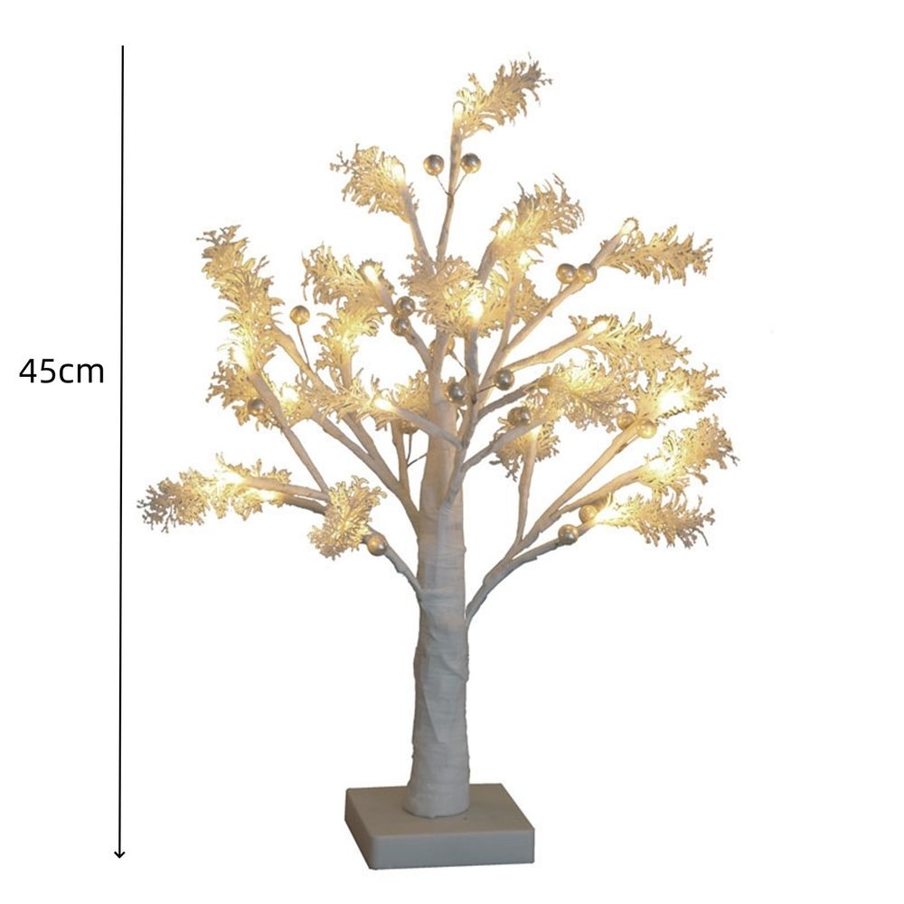 Lighted Birch Tree 18 Inch - LED Fairy Light Spirit Tree with Green Leaves for Indoor Decor, USB/Battery Powered with Timer, Magical Tabletop Lamp for Christmas, Wedding, Office & Home Decorations