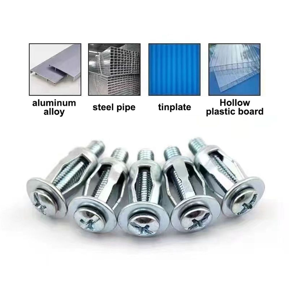 Jack Nuts 10PCS, M4 M5 M6 Expansion Screw Anchors with Bolts - Drywall Fasteners, Rivet Nuts for Hollow Wall, License Plate, Metal & Board Installation, Hardware Fixing Kit