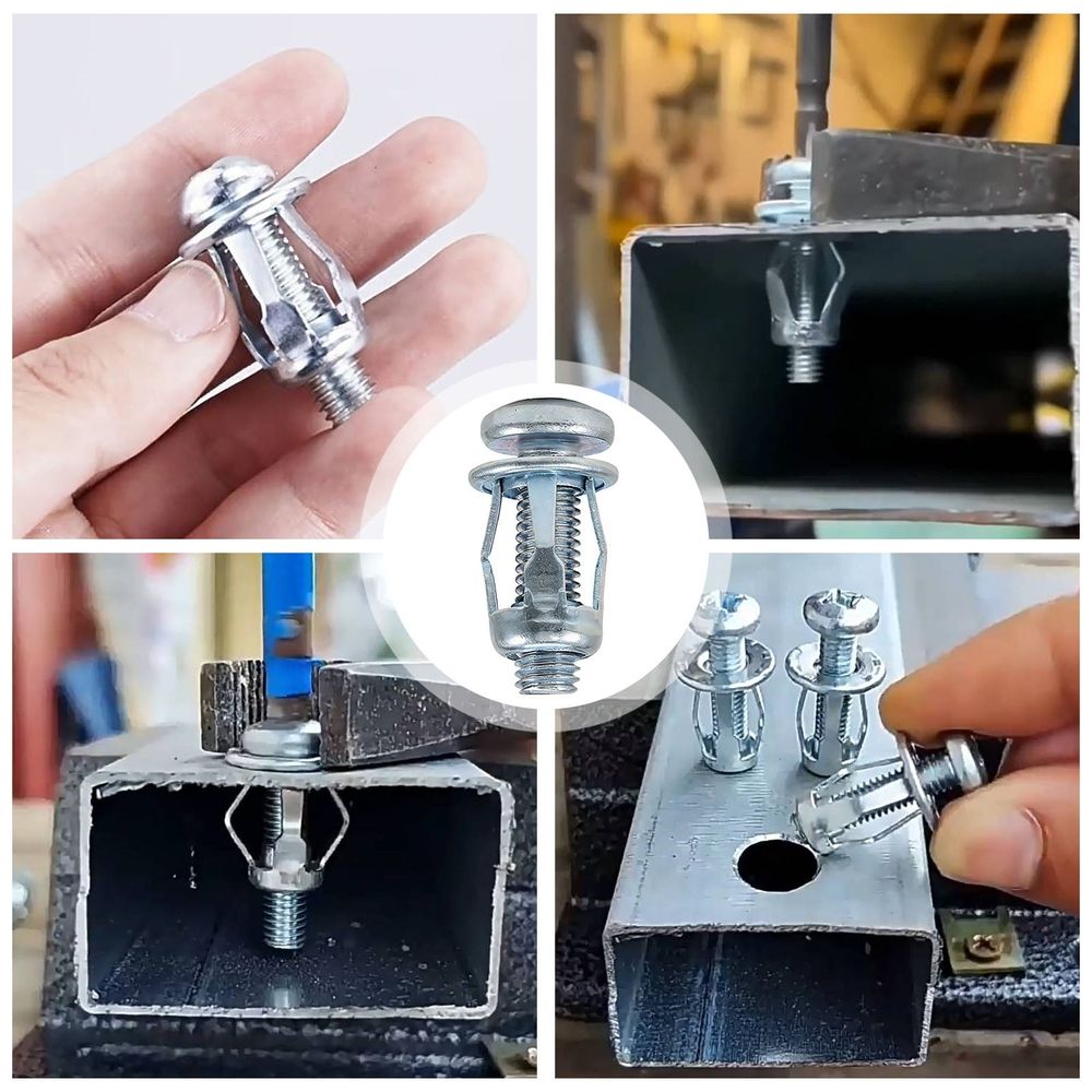 Jack Nuts 10PCS, M4 M5 M6 Expansion Screw Anchors with Bolts - Drywall Fasteners, Rivet Nuts for Hollow Wall, License Plate, Metal & Board Installation, Hardware Fixing Kit
