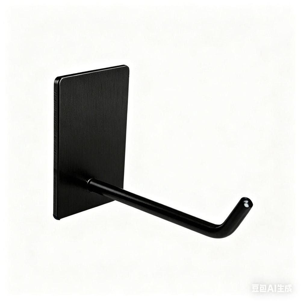 Adhesive Hooks Heavy Duty, Long Stainless Steel Self Adhesive Wall Hook, Sticky Towel Hangers for Kitchen Bathroom, Waterproof Stick on Door Hooks for Hanging Key Hat Coat 1Pack(Black)