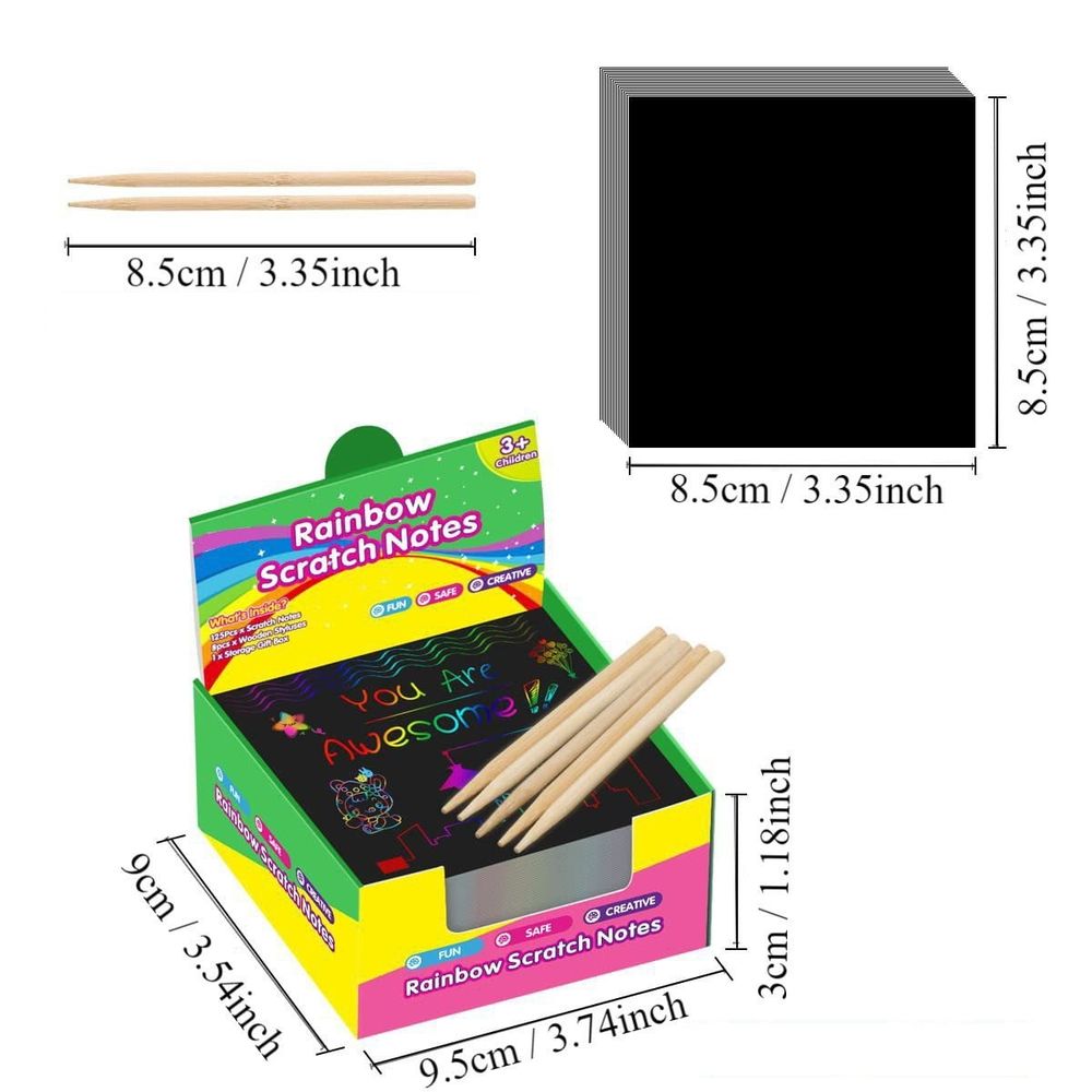 100 Pcs Rainbow Scratch Art Paper, Bulk Classroom Prizes & Activities, Teacher Supplies, Party Favors, DIY Art Set for Creative Projects.